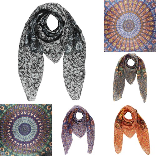 Foulard coton mandala - en,
